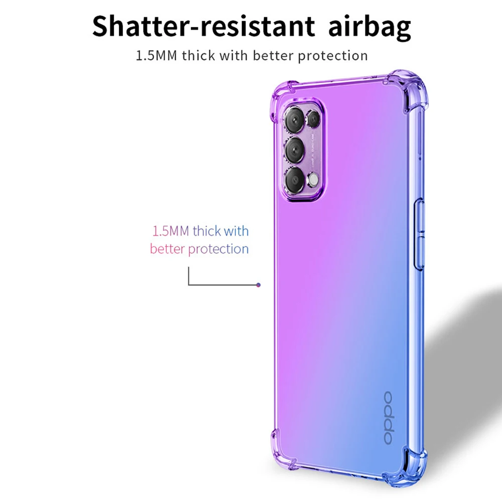 cases for oppo phones Phone Case For oppo reno 5  6 Pro 5F 5K 5Z ACE 2 Gradient Transparent Silicone Case For OPPO Reno4 4 Pro SE 4Z Reno 2F 2Z 3 Pro casing oppo