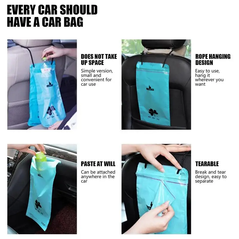 Car Hanging Sticky Trash Bags 50 Pcs Disposable Trash Bag Multiuse Car Biodegradable Rubbish Holder For Vehicle kitchen