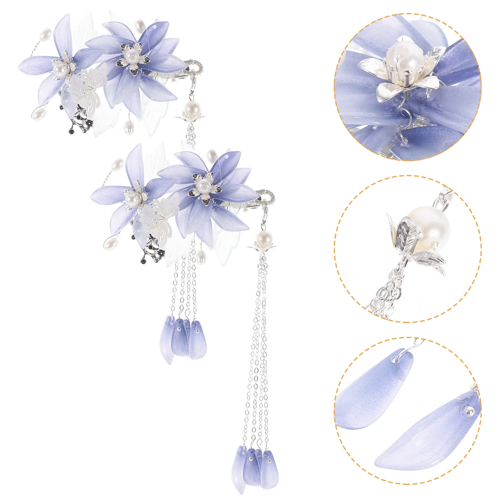 

Flower Tassel Hairpins Chinese Style Hair Barrettes Weeding Bride Headwear Hanfu Hair Accessories Women Girls