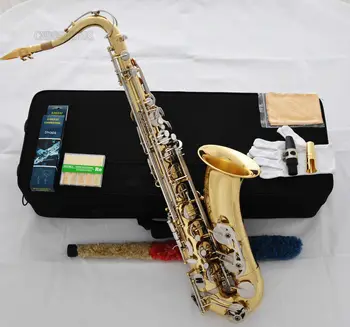 Double colour Tenor Saxophone High Bb F# Keys Free Metal Mouthpiece
