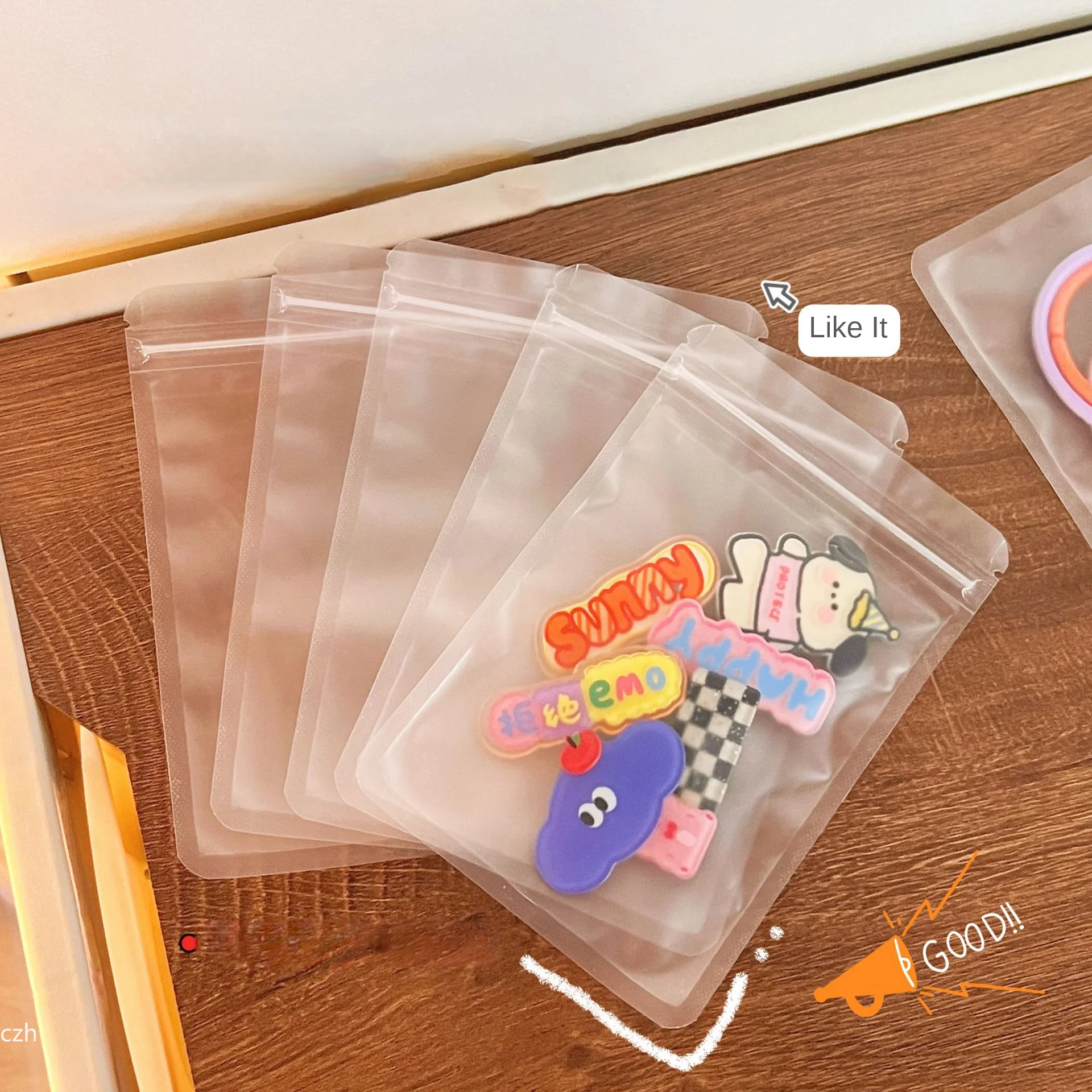 Matte Self Sealing Bag Transparent Food Packaging Bag Candy Sealing Fruit Tea 50 Pcs
