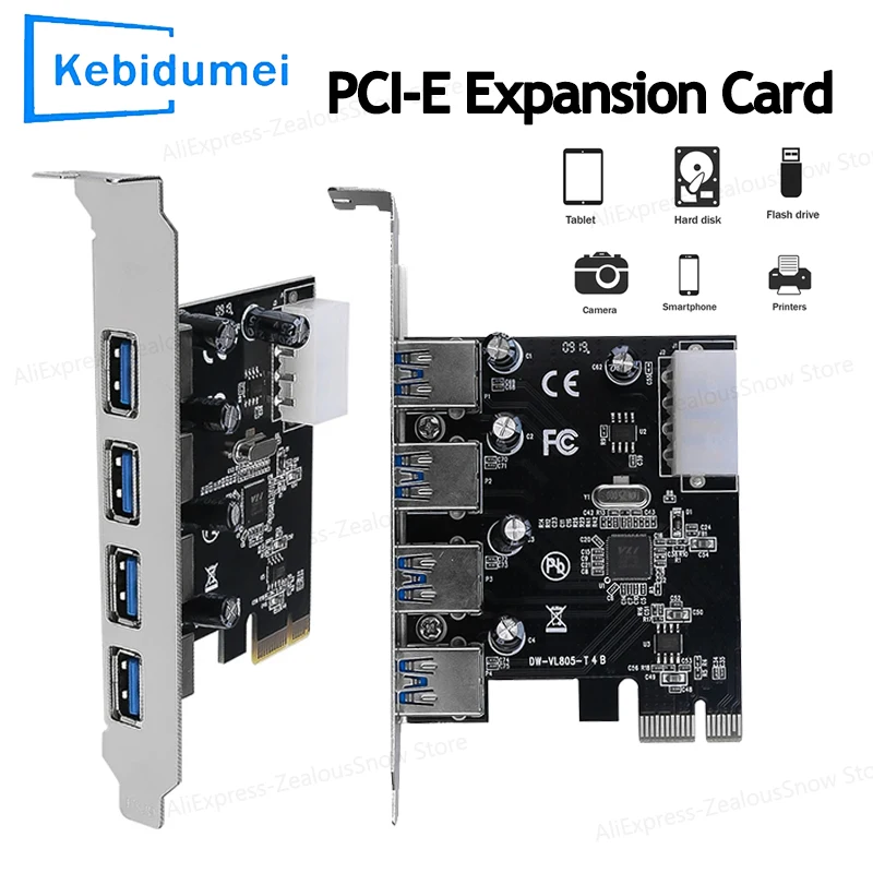بطاقة توسعة USB 3.0 PCI-E بسرعة 5 جيجابت في الثانية، محول PCI Express مع 4 منافذ USB 3.0، بطاقة تحكم PCIe، لوحة تحويل USB 3.0 PCI Express