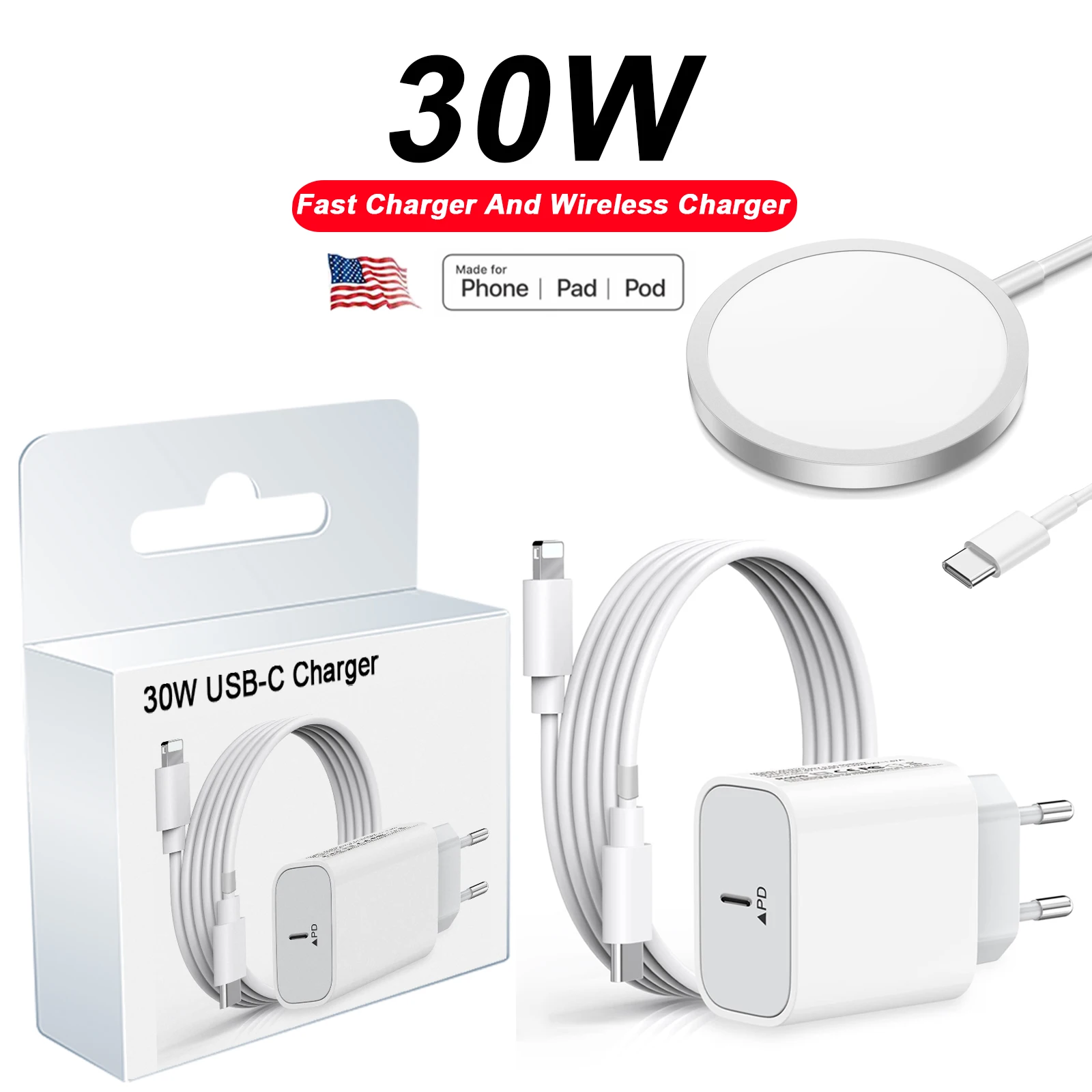 Per Iphone 30W Usb C Caricatore Per Magsafe Caricatore Senza Fili Magnetico Per Iphone 15 14 13 12 11 Pro Max Plus Xs Cavo Di Ricarica Veloce