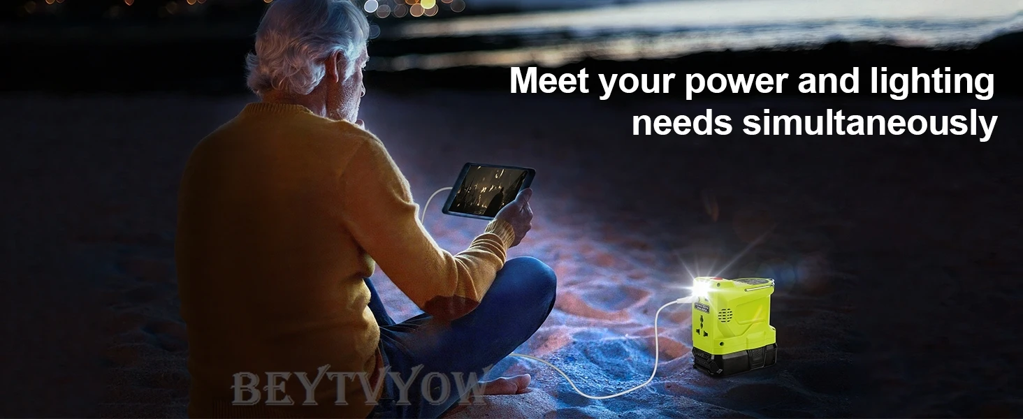 200W Powered Inverter Generator Compatible with Ryobi 18V Battery Portable Power