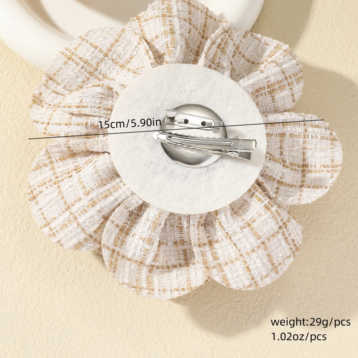 15CM Handmade Fabric Rose Flower Brooches Stylish Striped Floral Pin Brooch for Women Luxury Exaggerated Party Jewelry Accessory