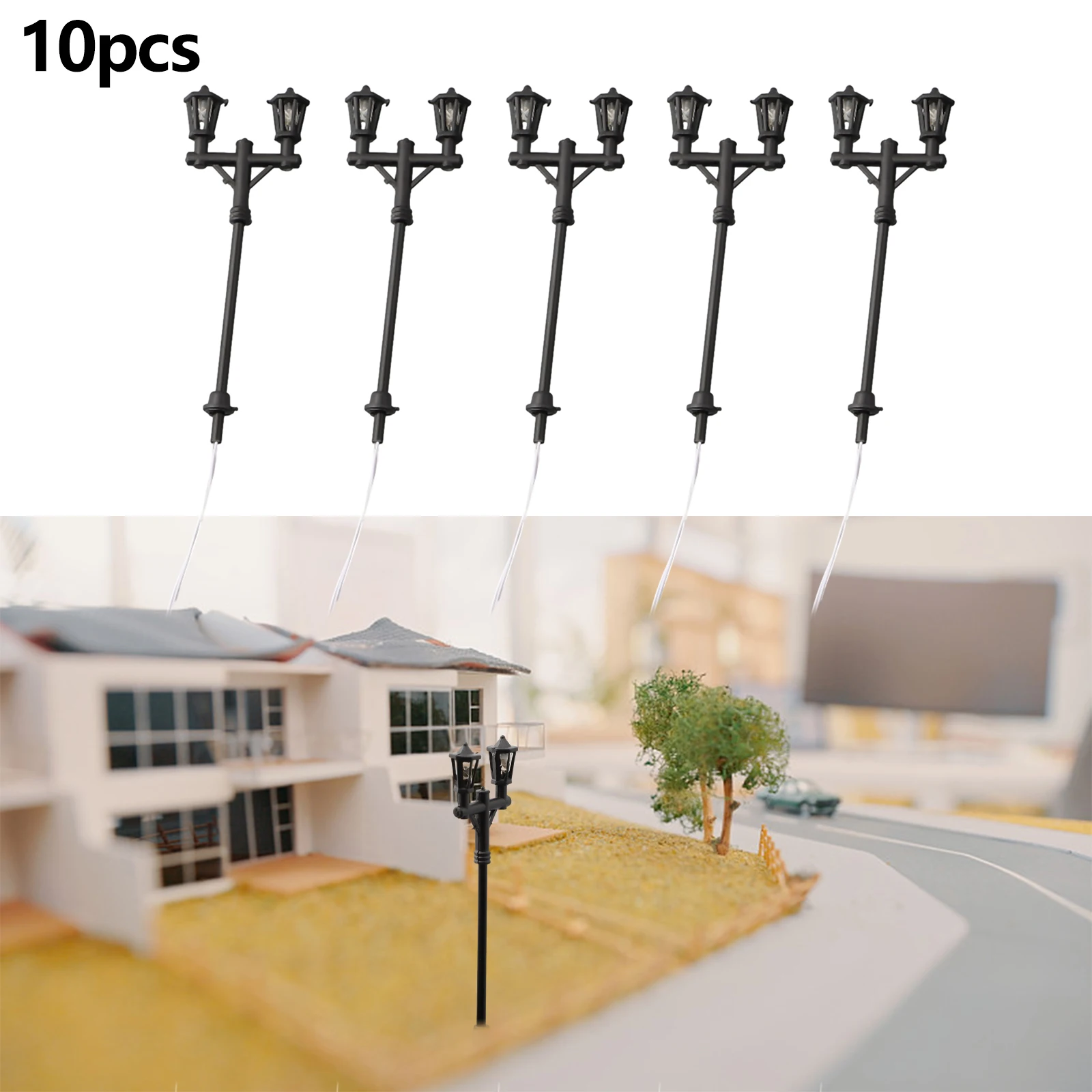 

10Pcs Model Street Lights Scale 1:100 Railway LED Lamppost Patio Mini Garden Lamps For Sand Table Model Lamp Post