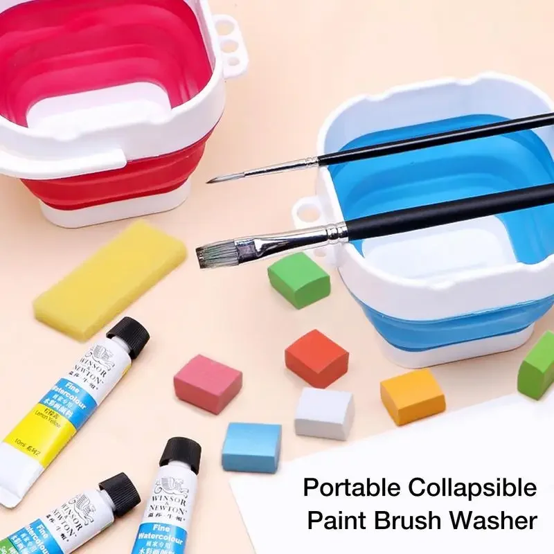 Collapsible Paint Brush Cup Portable Washer 1.2L Washing Bucket Holder Cleaner Painting Water