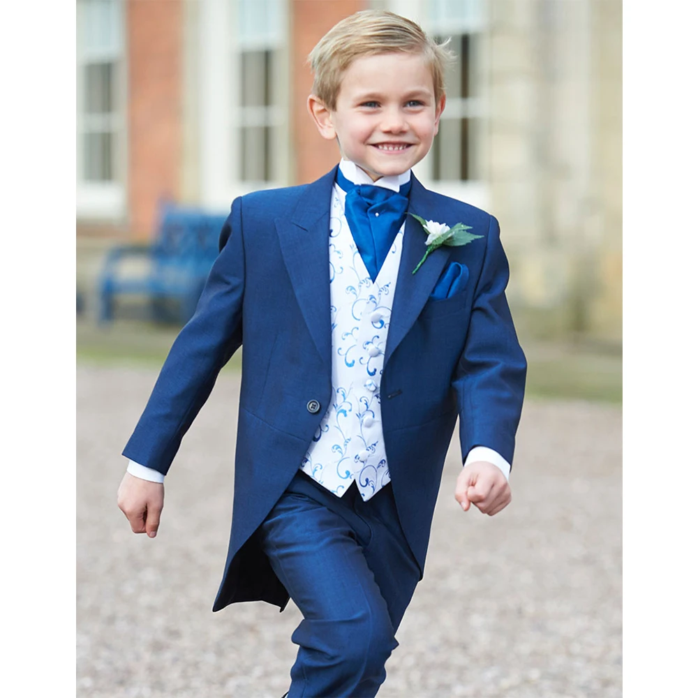 

Tailcoat Elegant Boy's Suit 2 Piece for Performance Single Breasted Tuxedo Kids Slim Fit One Button Long Jacket Children Suits