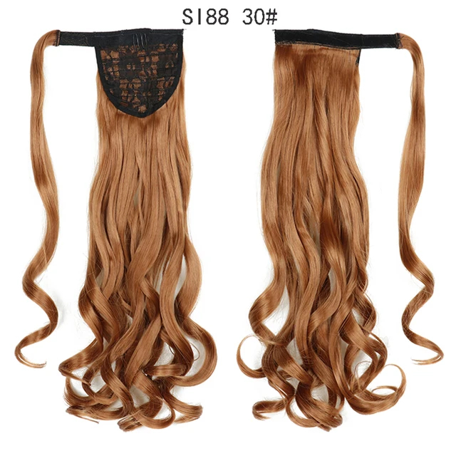 My-Diva Long Straight Heat Resistant Synthetic Ponytail Hair Extension Wrap Around  Fake Hair Clip In Brown Pony Tail curls-30