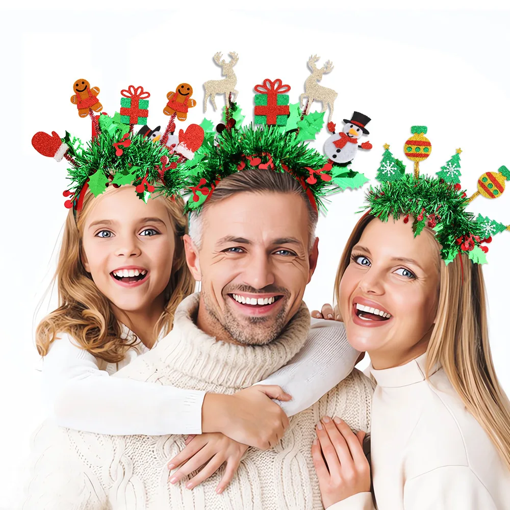 New Year Number Headbands Christmas Decorations, Colorful Headbands, Elk And Snowman Headbands, Christmas Party Decorations