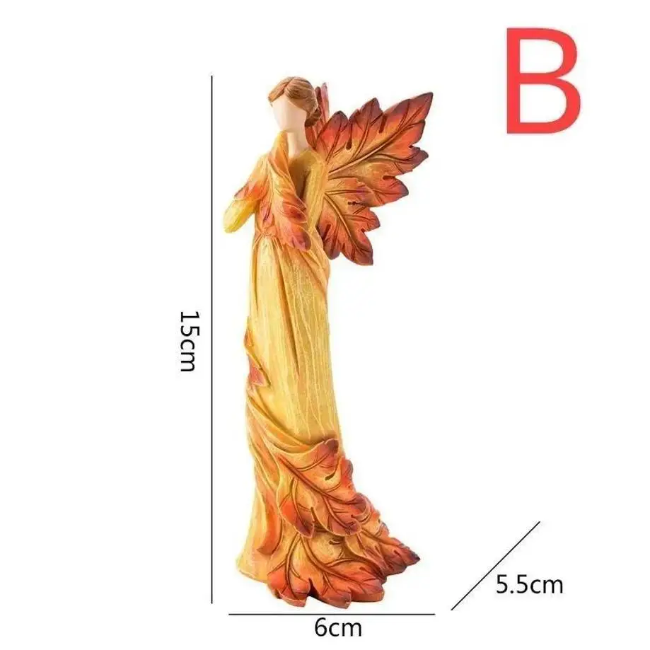 1 Pcs Autumn Maple Leaf Prayer Angel Resin Crafts Thanksgiving Home And Courtyard Decoration Ornaments