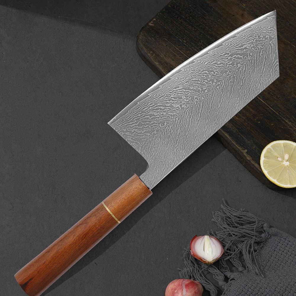 

Chefs Cleaver Knife Wood Hnadle 67 Layer Damascus Steel Sharp Slicing Professional Kitchen Knife For Cutting Vegetables And Meat