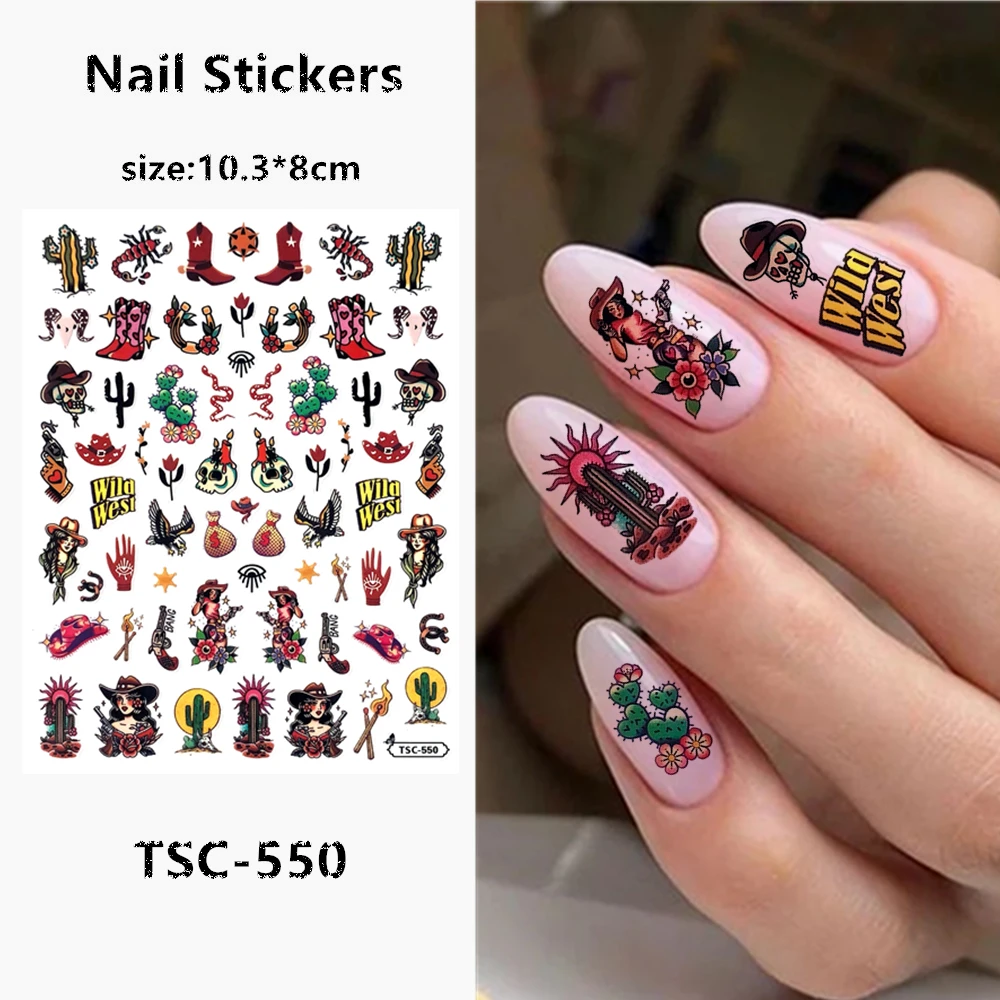 TSC series TSC-550 3D cartoon Cowboy girl Nail art Nail sticker decoration tool Sliders For Decals