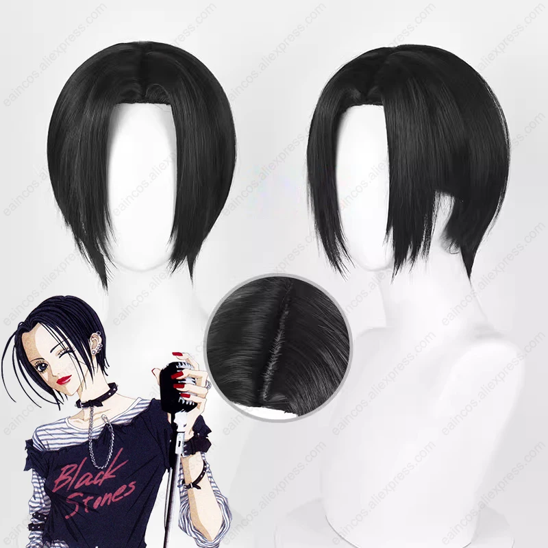 アニメnana oコスプレウィッグ、ブラックショートウィッグ、耐熱性 