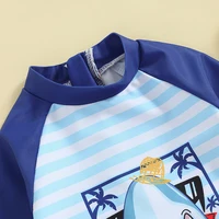 Kids Boys Summer Swimwear Casual Whale Print Long Sleeve Monokini Swimsuit Beachwear Bathing Suit 0-5T 5