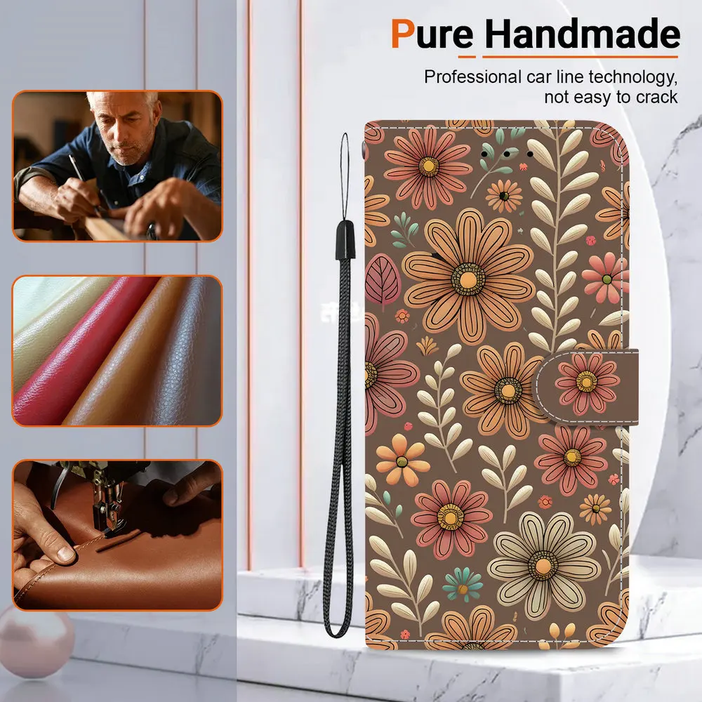 Patterned Leather Wallet Flip Case - Premium Phone Protection and Stylish Design