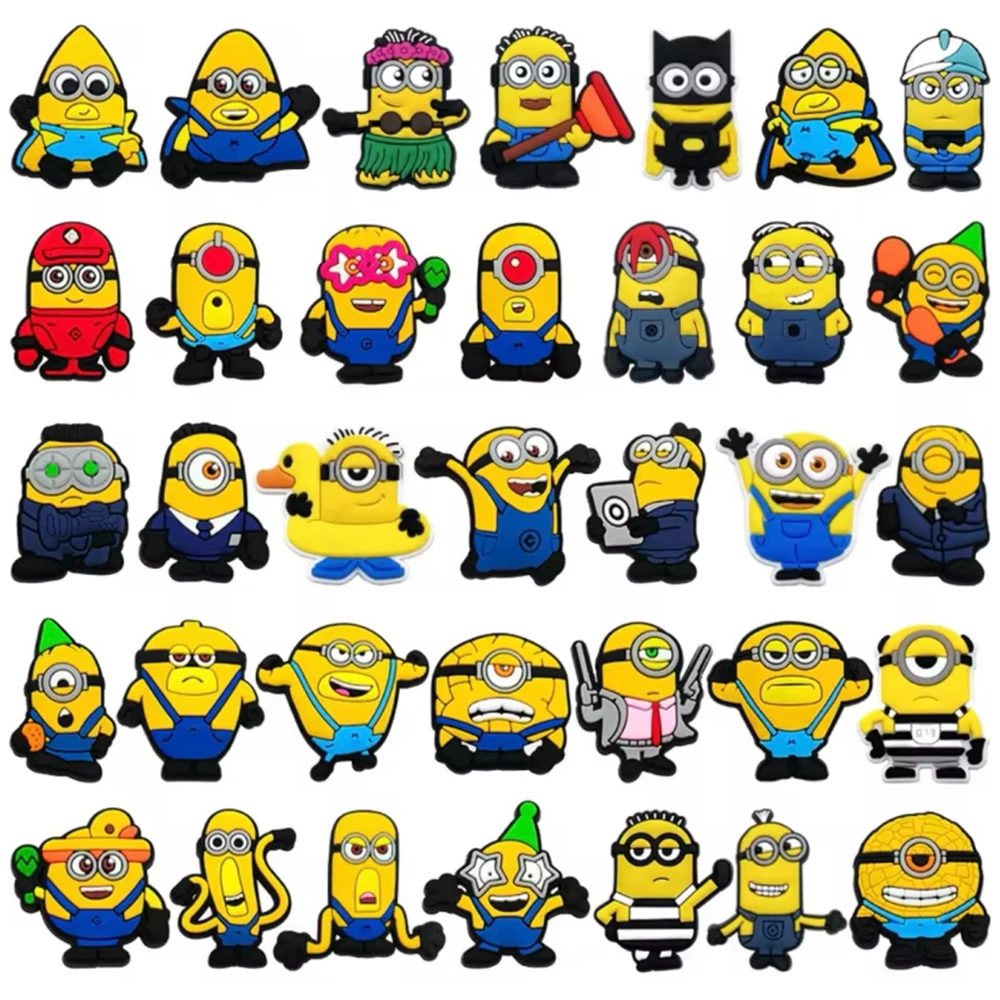12–36 Stück Potdemiel Minion Cartoon-Schuhanhänger für Slides-Sandalen, PVC-Schuhdekorationen, Zubehör für Weihnachten, Geburtstagsgeschenk