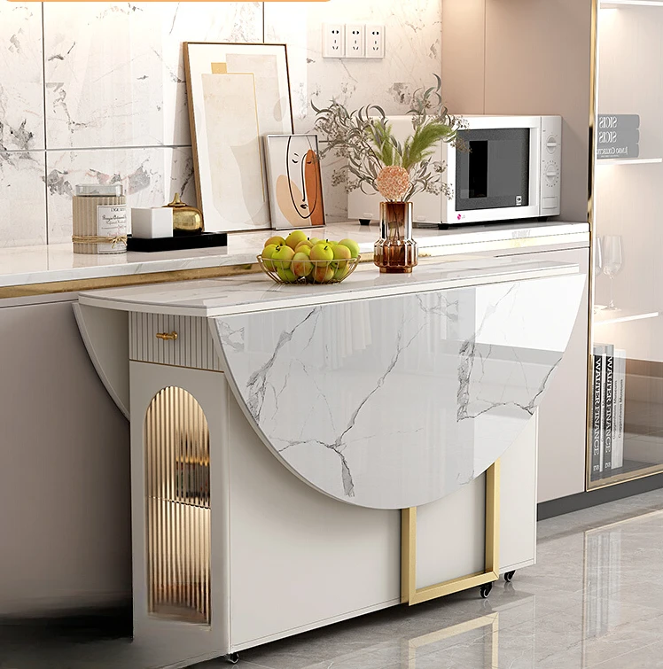 

Small unit movable foldable dining table, household round table, light luxury, modern simplicity, and multifunctional