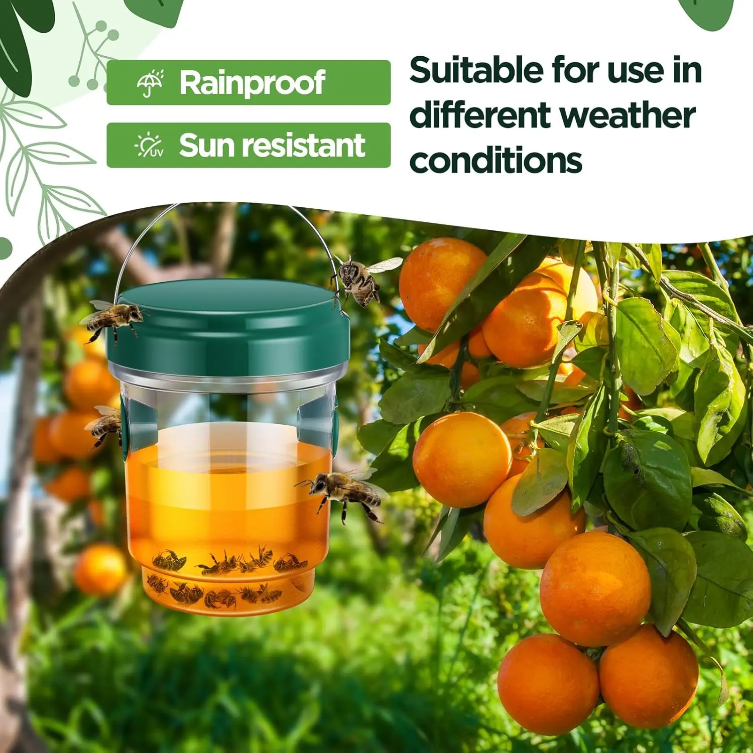 Large Reusable Waterproof Wasp and Hornet Trap for Indoor and Outdoor Pest Control