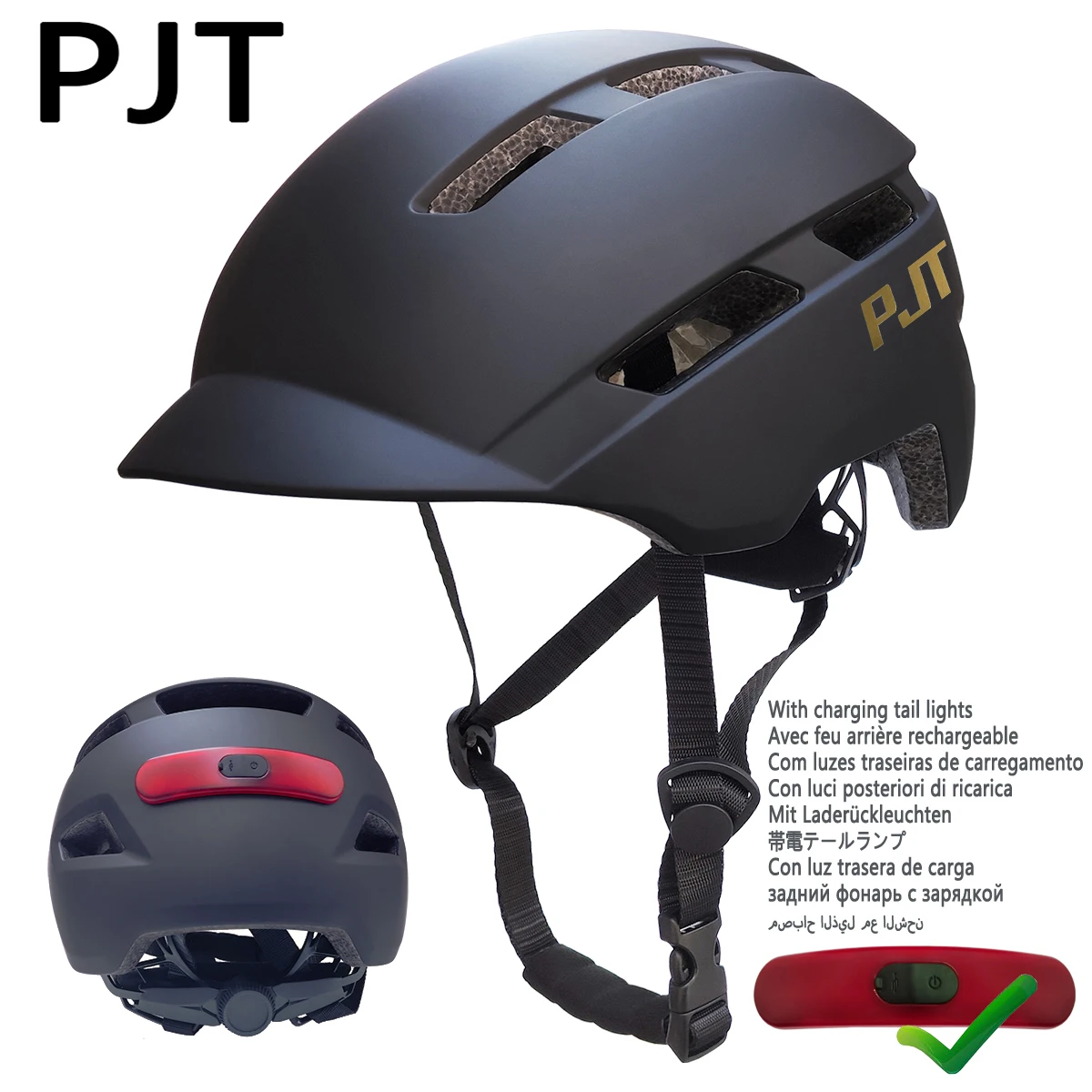 PJT In-Mold Cycling Helmet with USB Light 1
