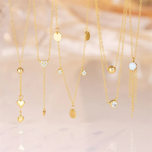 CANNER 925 Sterling Silver Double Layered Superimposition Zircon Necklace For Women 18K Gold Ins Necklace Fine Jewelry Gift 6