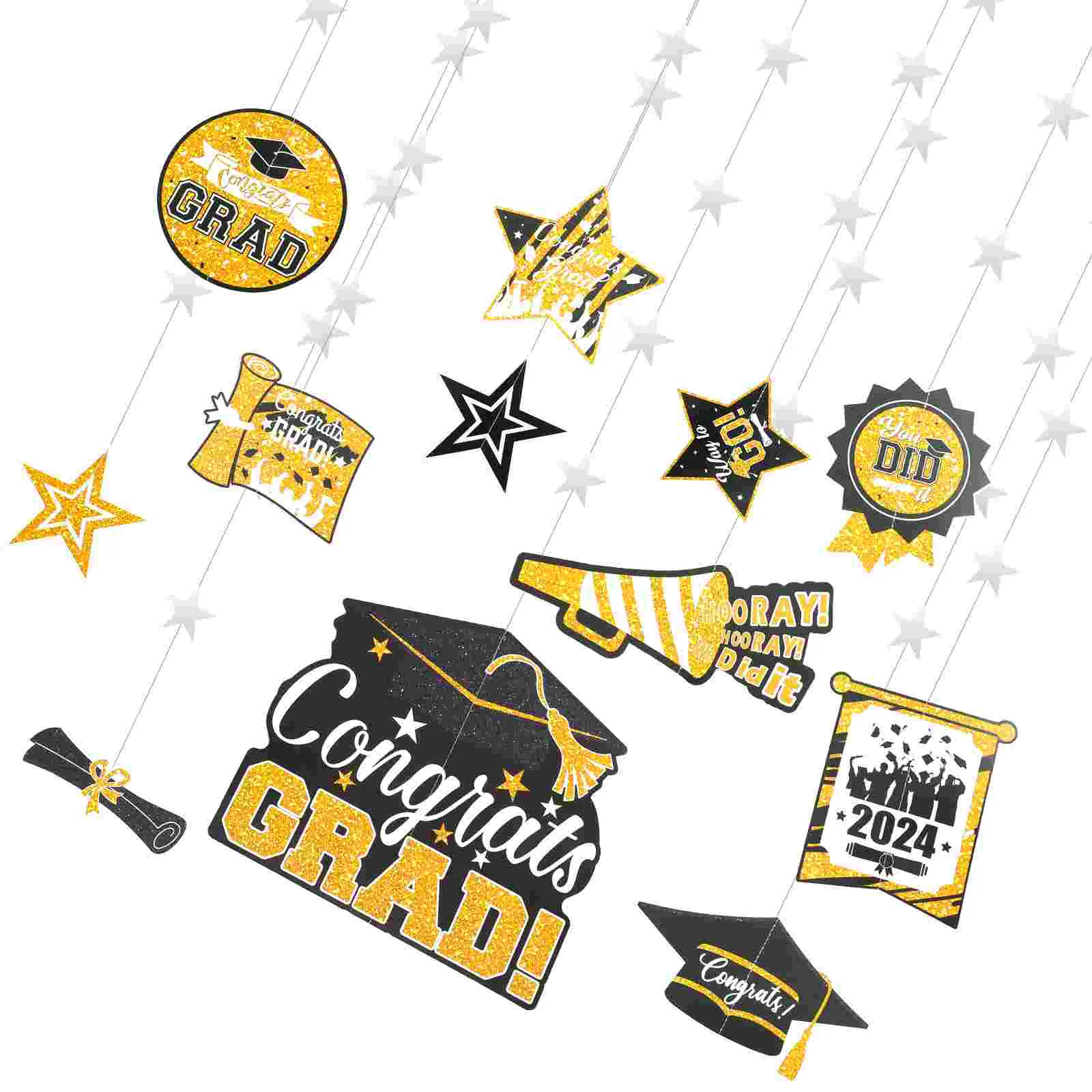 

12 Pcs Graduation Paper Hanging String Decor Party Decorations Venue Setting Props