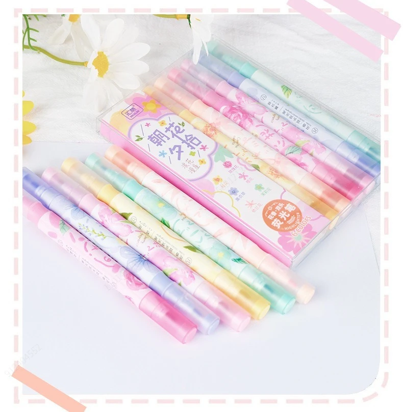 6 teil/satz Doppel Kopf Pastell Farbe Duft Highlighter Kawaii Schreibwaren Farbe Marker Schule Liefert Marker Japanische Schreibwaren – Detail 10