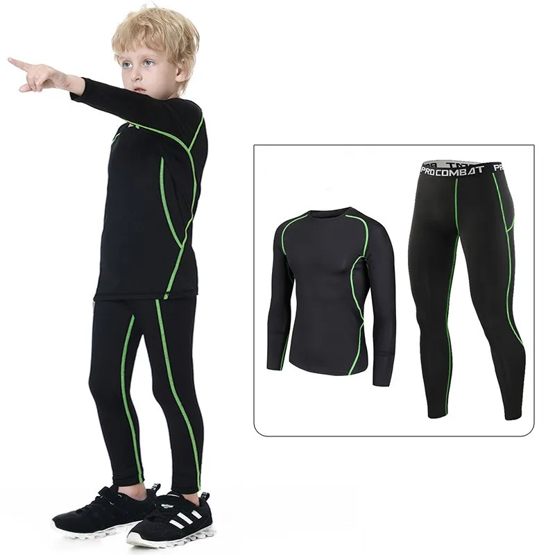 Children Football Basketball Jerseys Baby Boys Girl Tight Soccer Running Sets Kids Football Sport Underwear Tracksuit Suits 02