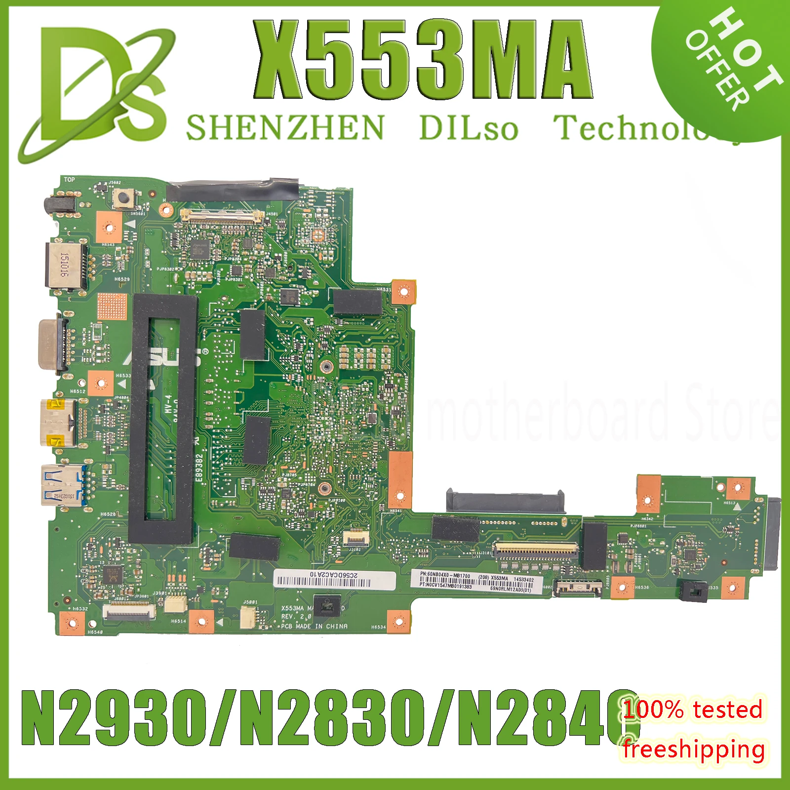 DDR3L X553MA материнская плата для ноутбука ASUS X553M K553M A553MA D553M F553MA N2930/N2830/N2840 CPU 100% рабочий