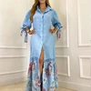 Boho Floral Maxi Dress for Women, Lantern Sleeve Dress