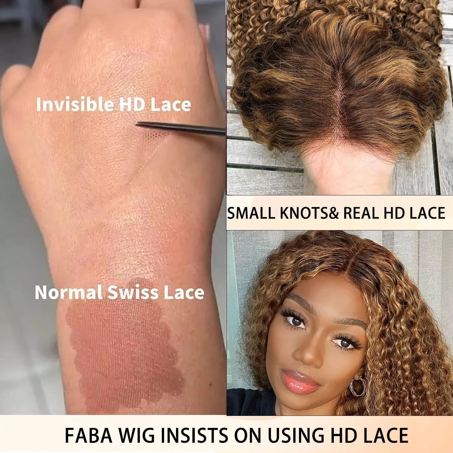 Highlight Deep Wave Wig Human Hair 13x4 Honey Blonde Wig Human Hair 4/27 Curly Highlighted Human Hair Wig Glueless Pre Plucked 3