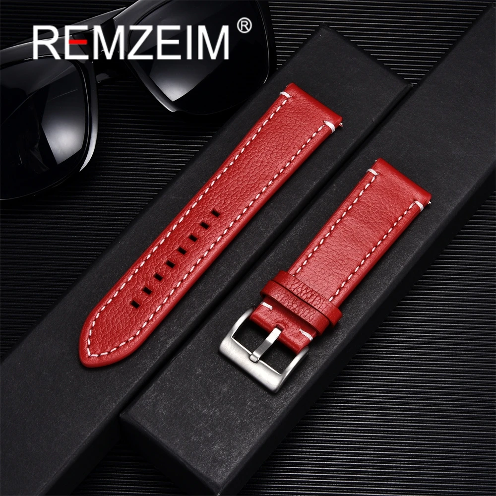 Luxurious Double-Sided Genuine Leather Watch Band with Quick Release Straps