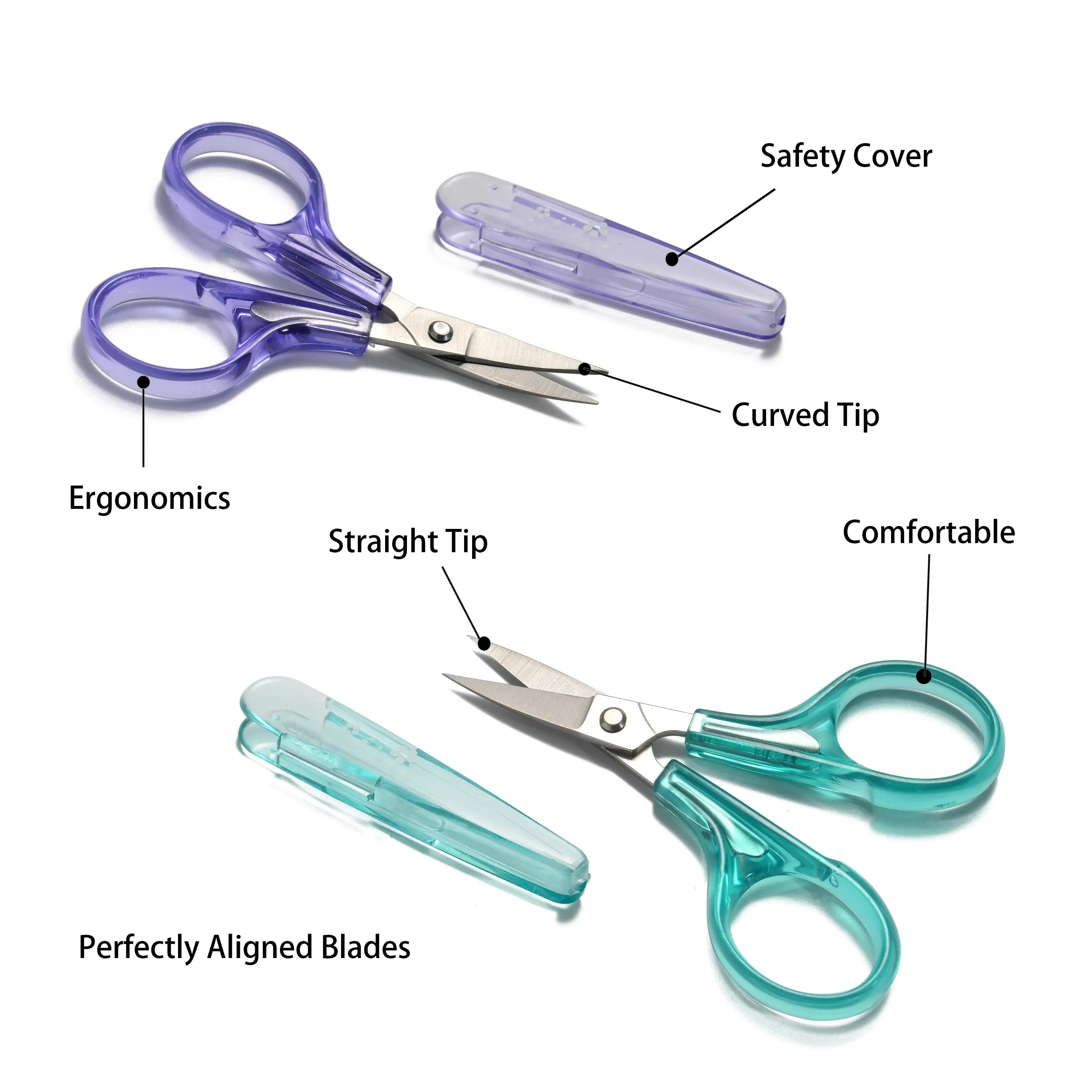 Sewing Scissors Stainless Steel Embroidery Quilting Sewing Knitting Crafting Cross Stich Thread Yarn Fabric Cutting Scissors with Safe Cover