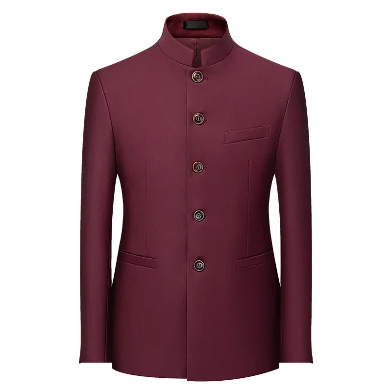 Chinese Stand Collar Men Blazer Korean Style Solid Casual Suit Jacket Fashion Slim Fit Dress Coat blazer jacket