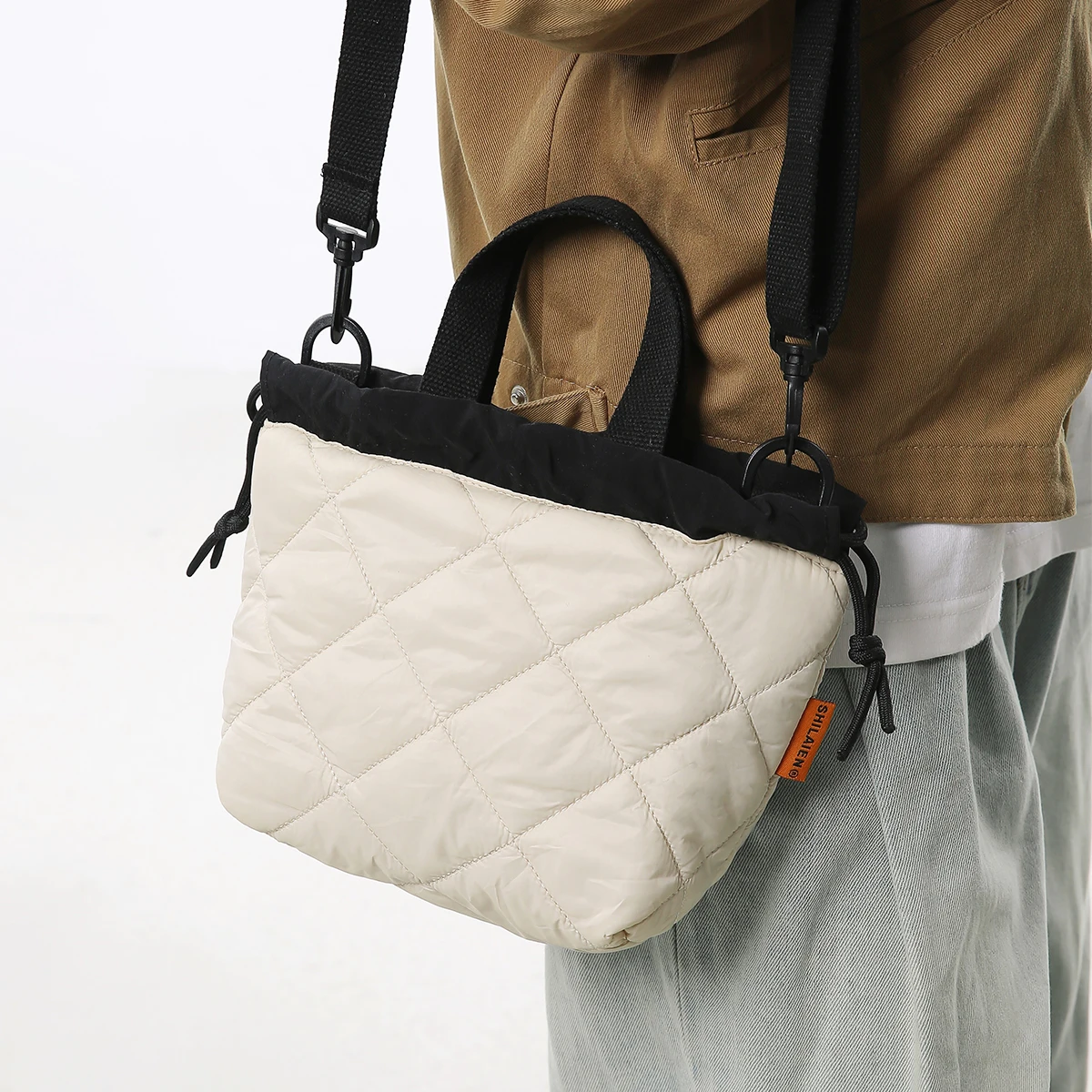 Japanese Style Autumn and Winter Small Crossbody Bag for Women, Phone Bag, 2025 New Simple Drawstring Casual Shoulder Bag, Small Cloth Bag for Men, Shopping Bag