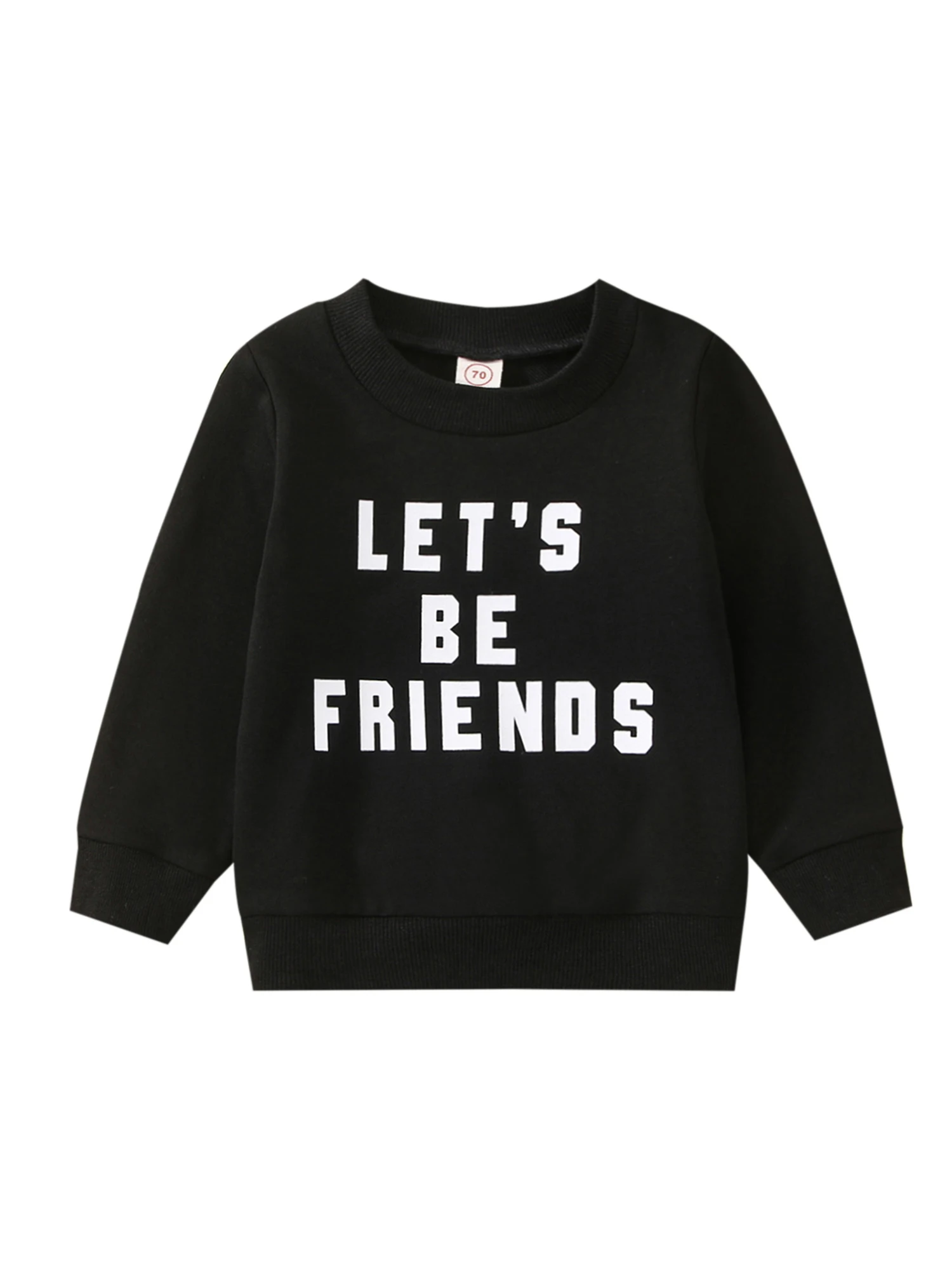 Toddler Baby Boys Girls Sweatshirt Clothes Letter Printed Long Sleeve Crew Neck Loose Fit Pullover Sweater Tops