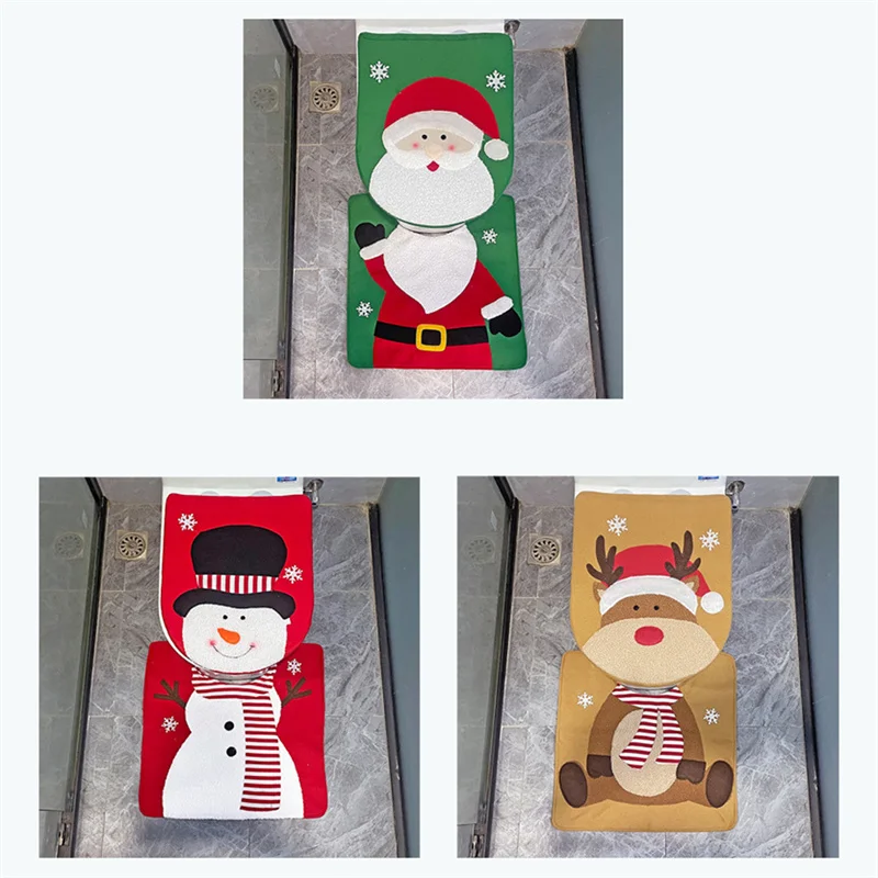 Santa Claus Christmas Toilet Seat Covers Carpet Xmas Merry Christmas Decorations For Home Bathroom New Year toilet seat cover