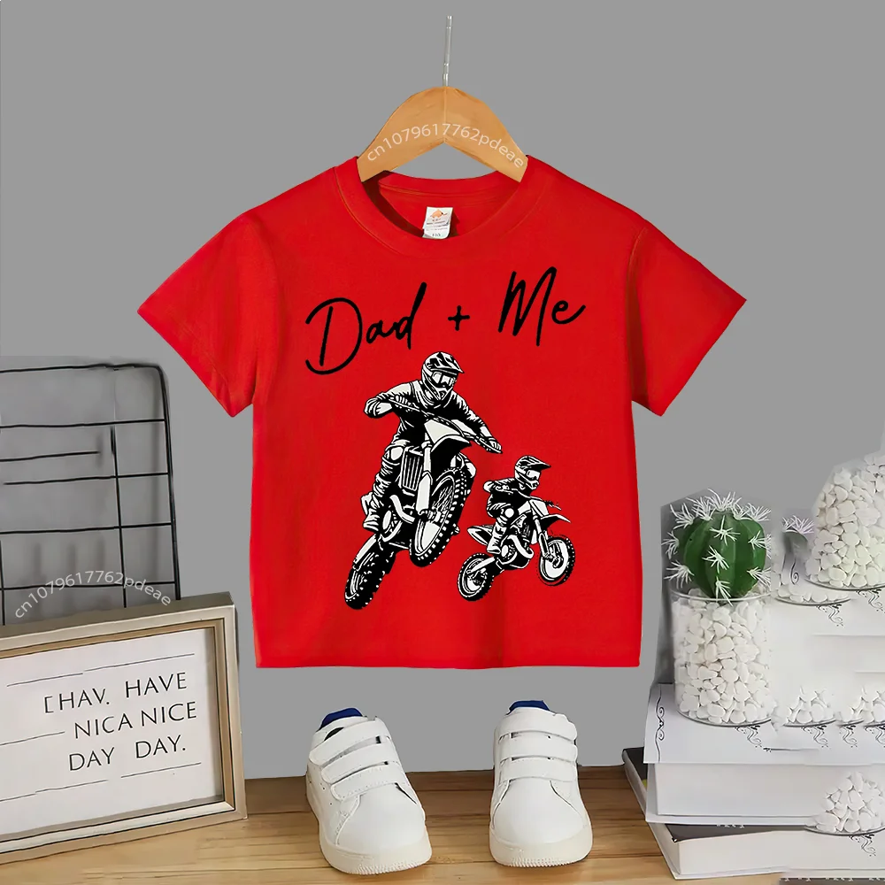 Summer youth Hip Hop style 100% cotton T-shirt Outdoor motorcycle print Kids Boys girls Short sleeve T-shirt Casual sports T-shi 2