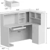 LShaped Reception Desk Counter Table with Lockable Drawers&Storage Shelves,Private Workstation for Salon Reception Room Checkout 2