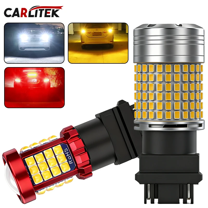 CARLITEK LED Turn Signal Bulbs 7440 7443 W21W W21 5W, Amber Yellow Canbus No Hyper Flash 2PCS 3156 3157 P27 7W T20 T25