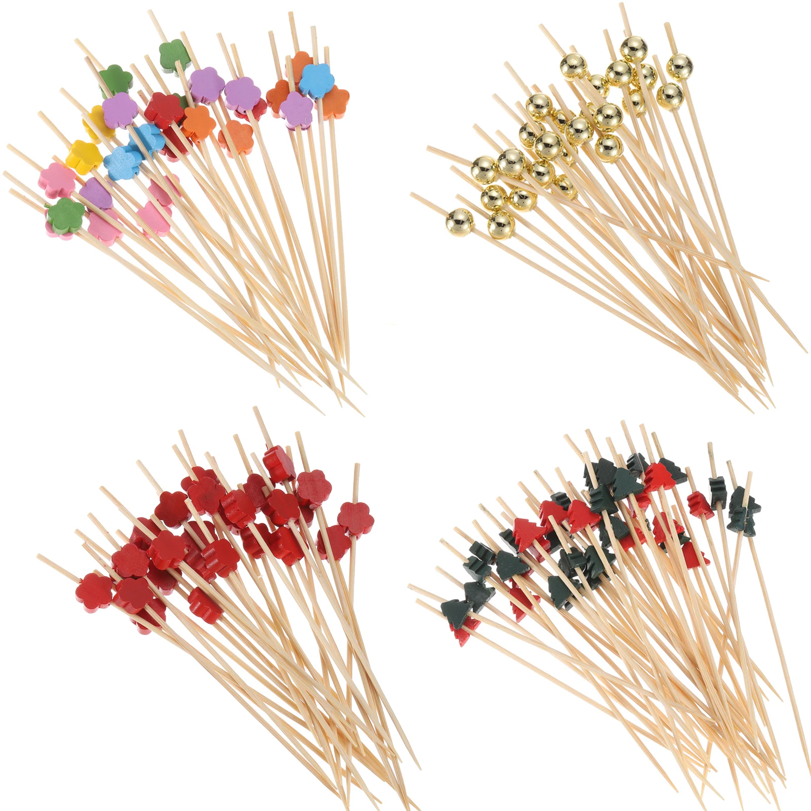100pcs Bamboo Cocktail Picks Food Fruit Toothpicks Drink Picks Skewer Cake Drinks Party Decorative Skewers 12cm Long Food Sticks
