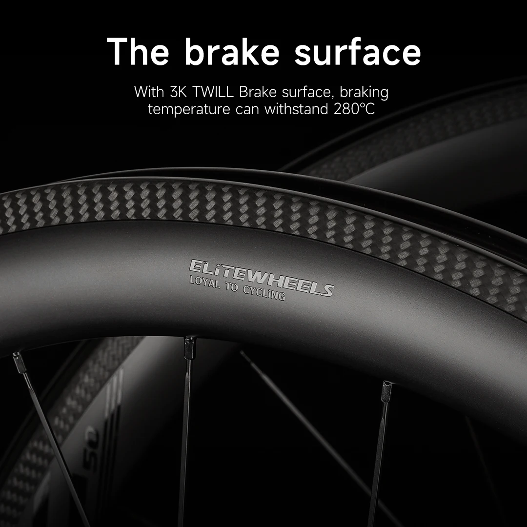 Фото Колеса ELITEWHEELS 700c Дорожные Углеродные колеса UD Отделка UCI Качество углеродного обода бескамерные готовые столбы ниппель 1423 спицы гоночная колесная установка №5