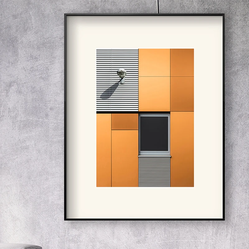 

Geometric Graphic Poster, Orange Gray Lines, Abstract Painting Art Painting Red and Blue Canvas Painting, Modern Minimalist Livi