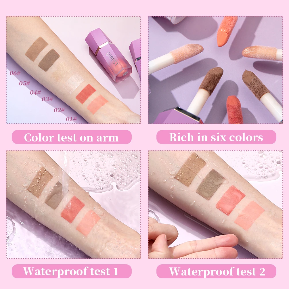 QIBEST Liquid Blush Stick with Cushion Natural Liquid Contouring for Face Blusher Pigment Lasting Cheek Tint Cream Blush Makeup