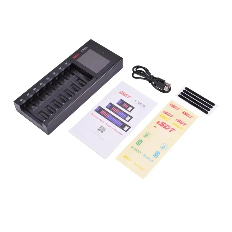 SkyCityFPV ISDT N8 8 Slots Fast Smart Charger AAA AA Battery LiIon LiHv Life NiMh Nicd Nizn USB Type-c Charger Discharger LCD 6