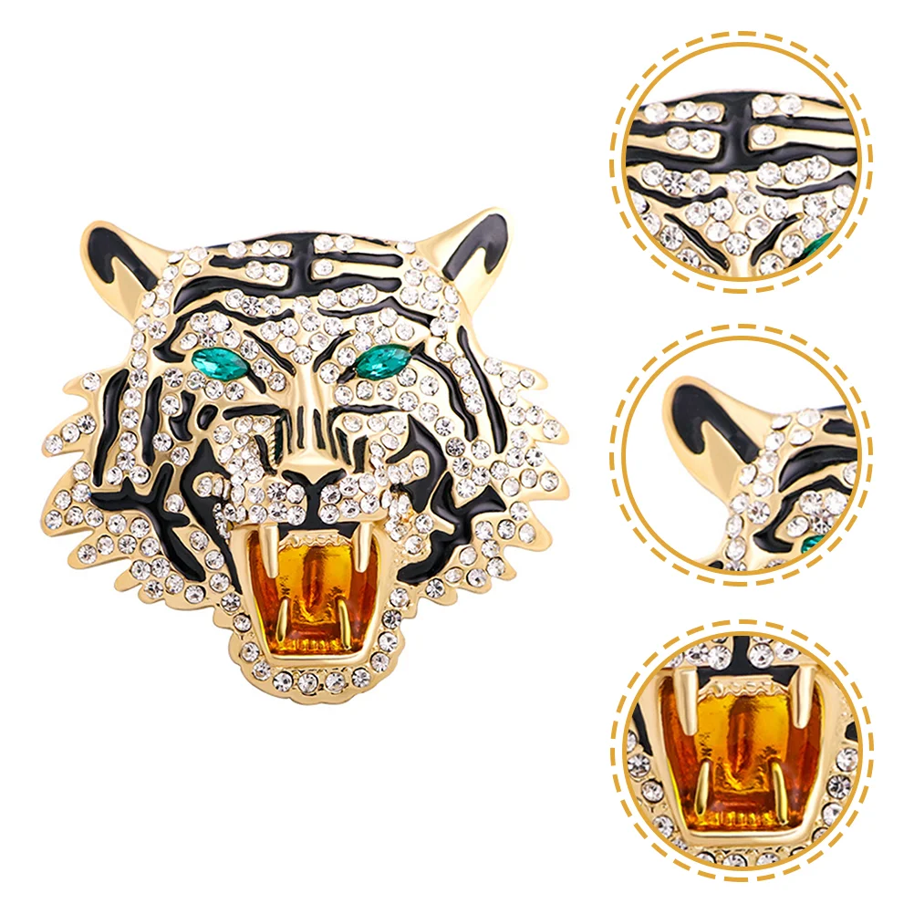 

Tiger Brooch Sweater Necklace Charms Rhinestones Corsage Lapel Pin Brooches for Women Suit Scarf