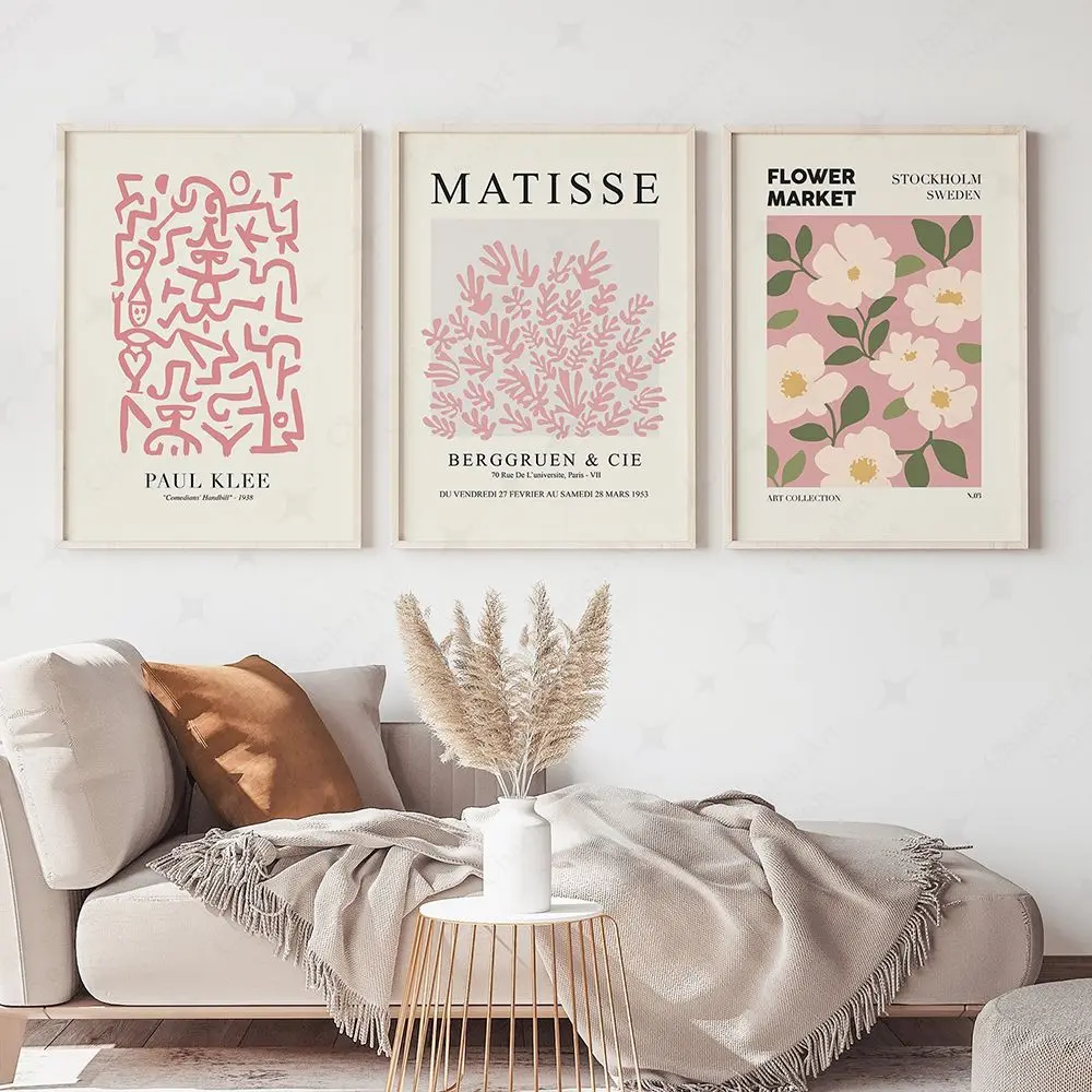 Henry Matisse Wall Art Poster Paul Klee Exhibition Prints Flower Market Pink Canvas Painting Picture For Living Room Home Decor