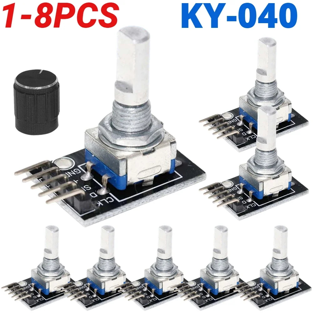 1-8PCS-KY-040-360-Degrees-Rotary-Encoder-Module-with-Knob-Cap-5V-Brick ...