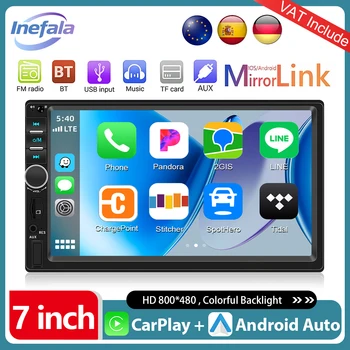 Podofo 7 pulgadas inalámbrico CarPlay Android Auto reproductor Multimedia para coche Universal 2 Din Radio de coche FM BT pantalla táctil reproductor MP5 estéreo 1