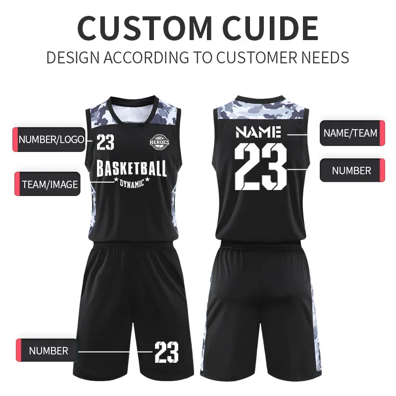 Personalized Adult Digital Print Basketball Jersey Polyester Mesh Summer Breathable Basketball Uniform Set For Men LQ2056